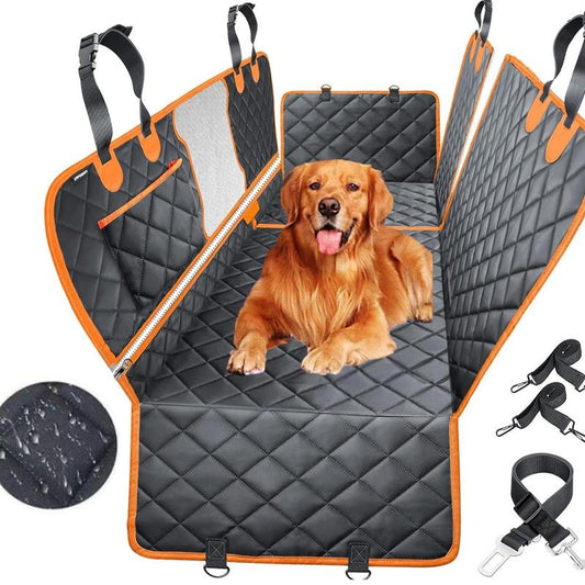 [On Sale!] Dog Car Seat Cover, Waterproof Scratchproof Hammock W/ 4 Storage Bags Side Flaps, Washable Nonslip Backseat Protector for Cars,Trucks,Suvs. Carrier