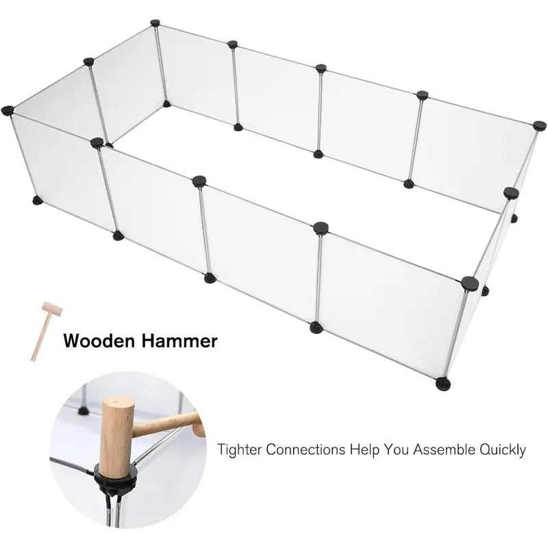 12 Pieces 14×14In Pet Playpen, Portable Large Plasticyard Fence Small Animals, Puppy Kennelcrate Fence Tent, Indoor Outdoor Portable Puppy Play Pen Cage for Guinea Pigs, Bunny, Ferrets, Hamsters, Hedgehogs,