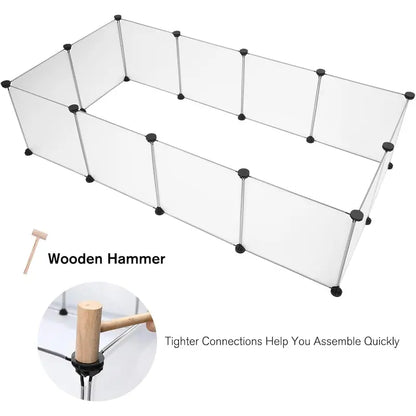 12 Pieces 14×14In Pet Playpen, Portable Large Plasticyard Fence Small Animals, Puppy Kennelcrate Fence Tent, Indoor Outdoor Portable Puppy Play Pen Cage for Guinea Pigs, Bunny, Ferrets, Hamsters, Hedgehogs,