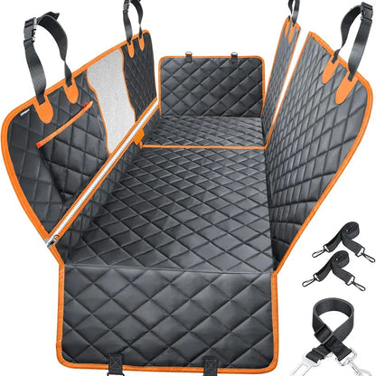 [On Sale!] Dog Car Seat Cover, Waterproof Scratchproof Hammock W/ 4 Storage Bags Side Flaps, Washable Nonslip Backseat Protector for Cars,Trucks,Suvs. Carrier