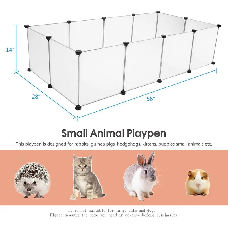 12 Pieces 14×14In Pet Playpen, Portable Large Plasticyard Fence Small Animals, Puppy Kennelcrate Fence Tent, Indoor Outdoor Portable Puppy Play Pen Cage for Guinea Pigs, Bunny, Ferrets, Hamsters, Hedgehogs,