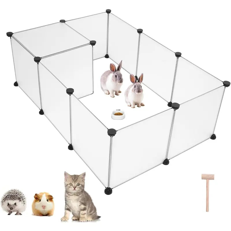 12 Pieces 14×14In Pet Playpen, Portable Large Plasticyard Fence Small Animals, Puppy Kennelcrate Fence Tent, Indoor Outdoor Portable Puppy Play Pen Cage for Guinea Pigs, Bunny, Ferrets, Hamsters, Hedgehogs,