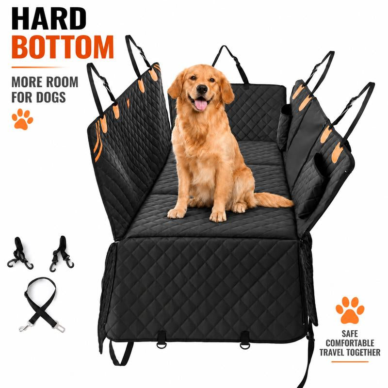 [On Sale!] Dog Car Seat Cover, Waterproof Scratchproof Hammock W/ 4 Storage Bags Side Flaps, Washable Nonslip Backseat Protector for Cars,Trucks,Suvs. Carrier