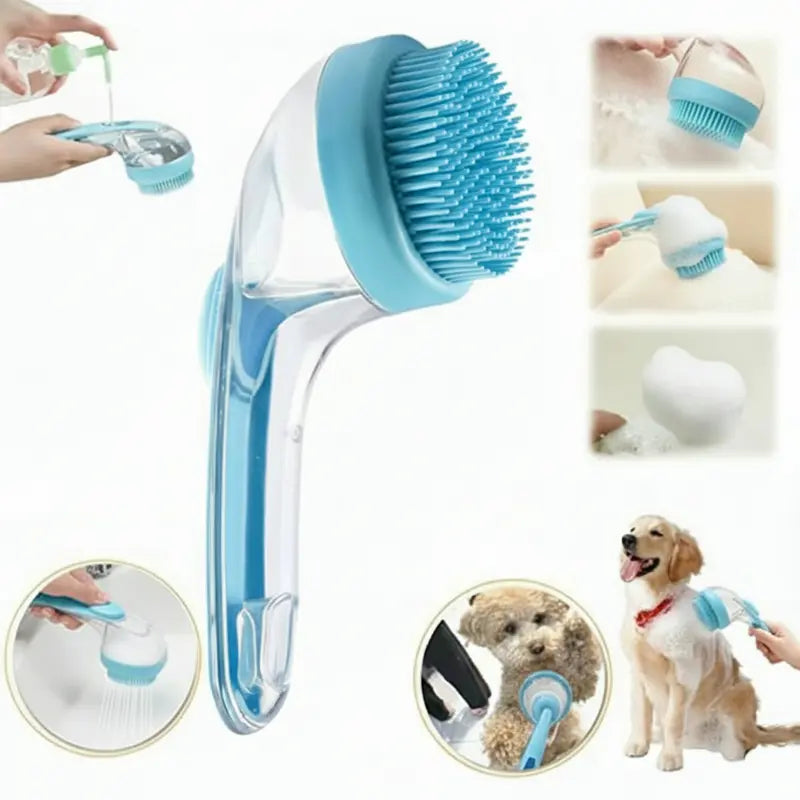 2026 New Universal 2-In-1 Pet Bathing Deshedding Brush - Ergonomic Handle, Plastic Body, Built-In Shampoo Dispensing, 8In×3In×4In Massage Aid, Reduces Shedding, Boosts Blood Circulation for Dogs (Home Supplies)