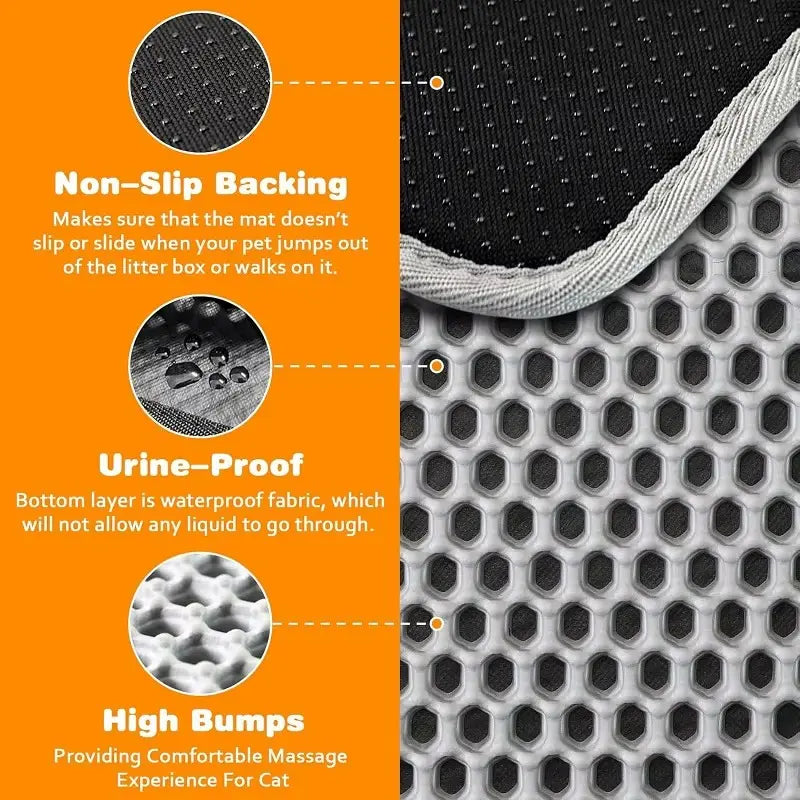Extra Large Honeycomb Cat Litter Mat Trapper - Floor Protector for Floor Protection, Less Litter Spread